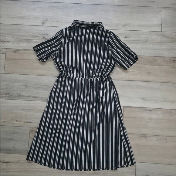 Lottie Shirt Short Sleeve Black/Cream Collared Dress Women Sz M - Picture 8 of 10